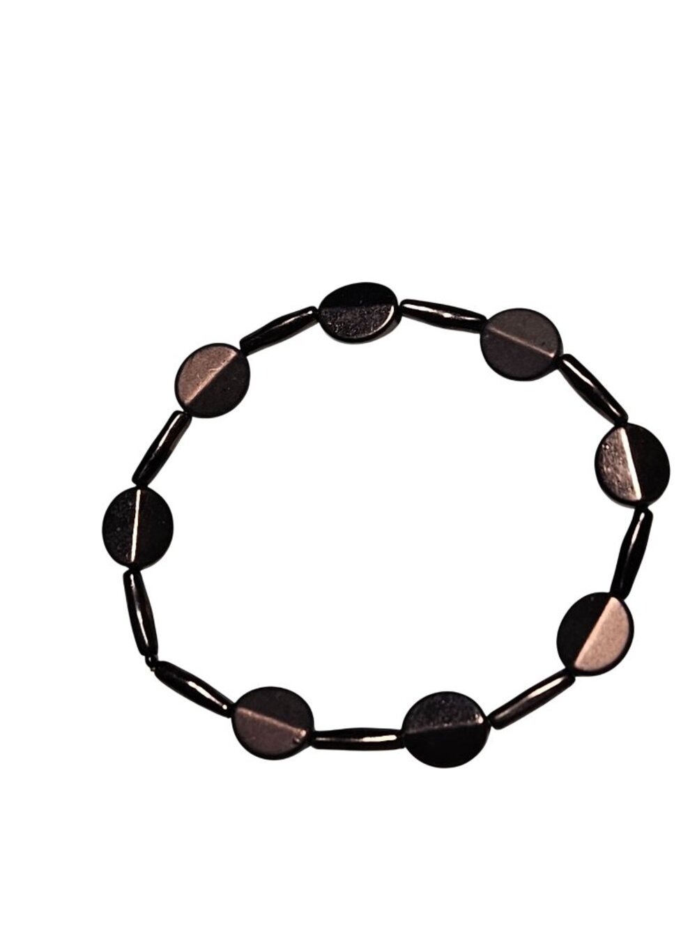 Minimalist Bracelet Black Gunmetal Round Disc Tube Bead Stretch Gothic Jewelry